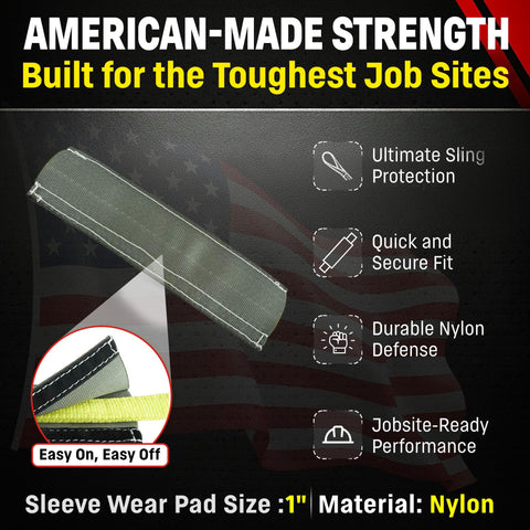 1 Inch Nylon Sling Sleeve Wear Pad With Hook And Loop Closure For Abrasion Protection, American-made, job site ready