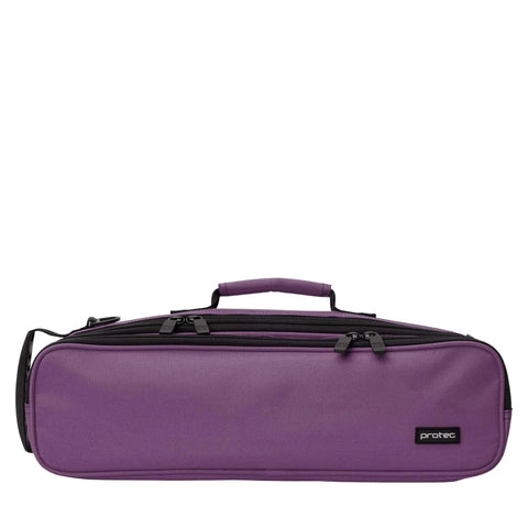 Rugged Slick Flute Case Cover For Large Molded Instruments Built Different With Heavy Duty 600D Nylon Purple Exterior, front view