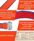 Ergonomic Waist Pad Safety Belt With Adjustable Lanyard showing materials and certifications including polyester and sponge cushion