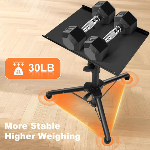 Projector And Laptop Stand Tripod Adjustable Floor Stand From 24.4 To 46 Inches; heavy-duty with 30 lb weights on stable base.