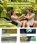 Two people in 3 In 1 Camping Hammock Tent With Mosquito Net And Rainfly, durable, 440 lb capacity, includes tree straps