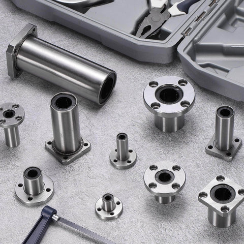 4 Pack LMF10LUU Linear Ball Bearings 10mm Bore Round Flange With Double Side Rubber Seal ABEC3 for CNC Machines and 3D Printers