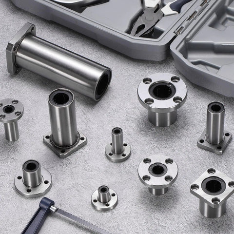 2 Pack LMK16UU 16mm Bore Linear Ball Bearings Square Flange Bushing ABEC3 Grade With Dual Rubber Seals For CNC Operations And 3D Builds, steel bushings arrangement.