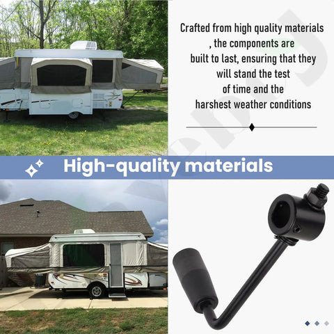 Heavy Duty 7 Inch Tarp Crank Handle Assembly Part 3008176A shown mounted on a pop-up camper for reliable use.