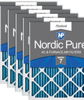 Six Pack 1-Inch Pleated Air Filters, Actual Size 15.5 X 19.5 X 0.75, Nominal 16 X 20 X 1, MERV 7 Synthetic Pleated Media shown in packaging