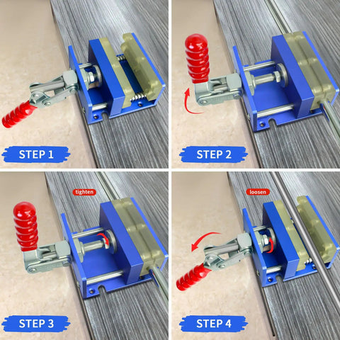 No Fuss Drill Free Golf Club Vise With Heavy Duty Aluminum Shaft Clamp, four steps to tighten and loosen grips.