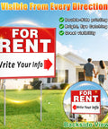 Double Sided For Rent Yard Sign Set With Metal Stakes 17 By 13 Inch Corrugated Plastic Real Estate Signs Front View