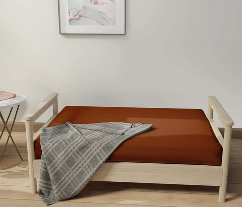 Full Size Cotton Futon Cover Rust Slipcover For Sofa Bed And Foldable Armless Couch With Zippered Mattress Protector