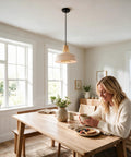 milaruoro Pendant Light with Bamboo and Linen Shade, Black Hanging Light Fixture for Kitchen Island, Modern Farmhouse Lighting in dining room