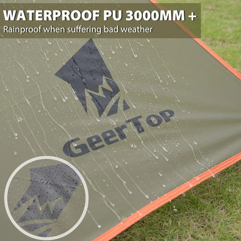 Waterproof fabric of Oversize Car Side Camping Awning 11 By 19 Feet for SUV Truck Van or Camper in rainy conditions