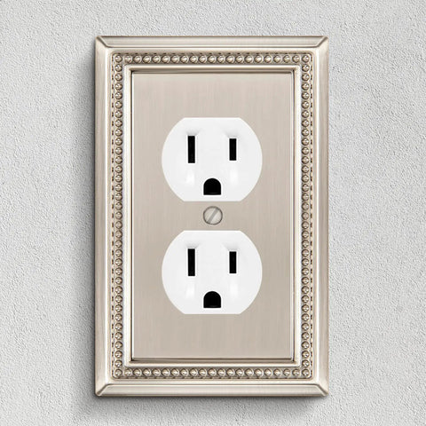 Sunken Pearls Beaded Heavy Duty Decorative Wall Plate And Switch Cover Satin Nickel Finish 3 Pack Single Duplex Includes Matching Screws Built Tough Zinc Alloy