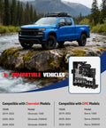 Badass Underhood Battery Distribution Fuse Block Rock Solid Abs Plastic And Metal Core Fits Chevy Silverado 1500 2500HD 3500HD And Gmc Sierra no hassle bolt on replacement on a blue truck.