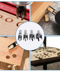 Heavy Duty Wood Plug Cutter Set With Eight Titanium Coated Drill Bits For Woodworking Projects Deep Cut Shanks Nine Point Three Millimeters shown in action.