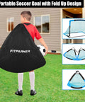 Backyard Kids Soccer Goals Set Two Pack Portable Pop Up Nets With Ball Cones Pump And Ground Stakes Complete Training Gear Kit For Kids Ages 3 To 14