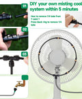 Outdoor Misting Fan Kit Anti Leak System With 19.69Ft Tubing 6 Brass Nozzles 6m Line And 3/4 Inch Adapter installation guide