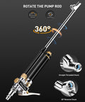 Heavy Duty Tire Inflator With Pressure Gauge And 16.5 Inch Extended Dual Head Air Chuck showing 360-degree rotation feature.