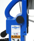 Hougen HMD904S 115V swivel-base coolant magnetic drill, blue metal housing (side view)