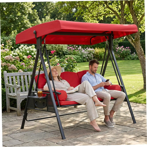Red 75 By 47 Inch Heavy Duty Waterproof Outdoor Swing Canopy Cover With Side Grommets 210D Oxford Fabric Replacement