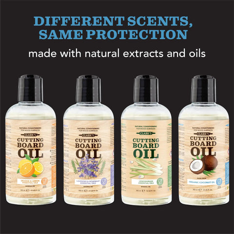 Four bottles of Fractionated Coconut Oil Cutting Board Oil For Kitchen Counters, Butcher Blocks, Wooden Bowls And Utensils, Food Safe