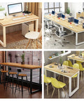 Straight Up Heavy Duty Industrial Table Legs White Cast Iron Furniture Base For Dining Bench And Desk With Welded Support Bars in various settings.