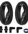 Heavy Duty Evil Energy 6AN PTFE Transmission Line Kit 7 Feet Long for 4L60 TH350 700R4 TH400 featuring black braided hoses and fittings.