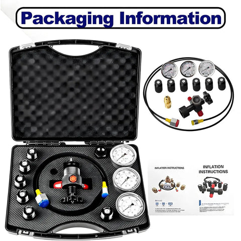 Packaging of Hydraulic Nitrogen Accumulator Test And Charging Kit For Pressure Measurement Of Pneumatic Tools And Air Compression Systems