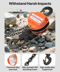 Heavy Duty Hand Chain Hoist 2 Ton Capacity 4400 Lbs With Galvanized G80 Chain 20 Foot Lift Height Manual Chain Block