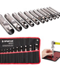 12 Piece Hollow Leather Punch Set Made Of Steel, Heavy Duty Round Hole Punch Kit With Size Range 1/8 To 3/4 Inch in storage bag