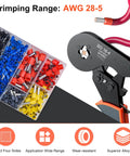 Heavy Duty Ferrule Crimping Tool Kit With Square Jaw Ratchet Pliers For Wire Crimping AWG 28-5 And 1200 Terminal Sleeves