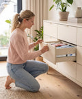 14 Inch Side Mount Soft Close Drawer Slides Set With 5 Pairs Heavy Duty Full Extension, Tough As Nails Built To Last Metal Ball Bearing Runners, Quiet Self Closing Dresser Glides, Mounting Brackets Included, 100 Pound Capacity installed on a dresser drawer