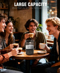 Cafe Quality Home Coffee Bar 350ml Milk Frother And Steamer With Four Modes displayed on table with people enjoying coffee
