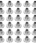 Legit 30 Pack M5 Round Base T Nuts Delivering Clean 8mm Height Alongside A 15mm Flange Diameter Forged From Heavy Duty Carbon Steel arranged in rows.