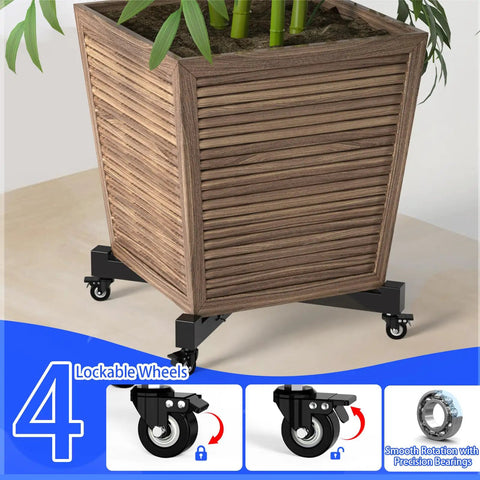Expandable Heavy Duty Plant Caddy Wheel Base 21 To 30 Inch Rolling Dolly Stand Built Tough Steel Frame with four lockable casters.