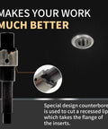 M12X1.5 Thread Repair Kit With Stainless Steel Inserts shown with drill and counterbore tool detail for recessed lip cutting.