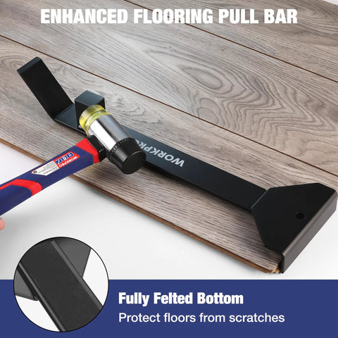 Laminate Flooring Installation Kit With Rubber Mallet And Fiberglass Handle 17 Inch Heavy Duty Pull Bar on wood floor