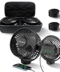 2 Pack Magnetic Golf Cart Fan With 12000mAh Rechargeable Battery, portable cooling fans in carrying case with Velcro straps