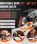 Heavy Duty 1500W Belt Grinder Sander And Variable Speed Belt Polisher With Vfd Drive showcases sanding belt options and features.