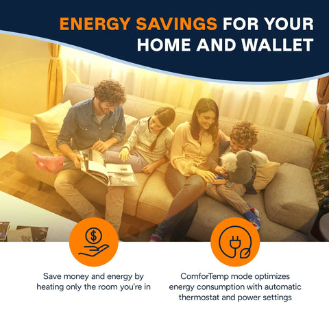 Family enjoying warmth from Oil Filled Radiator Space Heater 1500W With ComfortTemp Auto Thermostat, Energy Saving Portable Indoor Heater