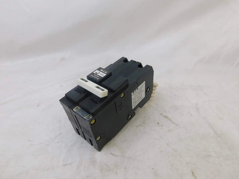 Type GFCB Circuit Breaker 120/240 VAC 60 Amp 2-Pole With Ground Fault Protection shown in side angle on neutral background.