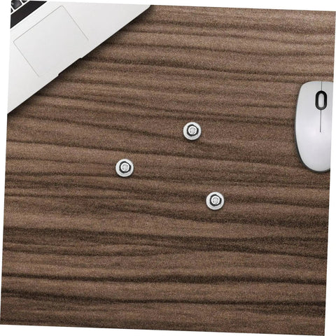 Ten Pack Hella Secure Self Tapping PC Case Screws For SSD Drive Mounting and Motherboard Hardware on wood surface with mouse.