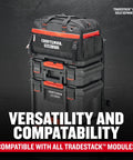 TradeStack Tool Bag With Wide Opening Dual Sided Access, Ultra Durable 1680 Denier Polyester stacked on tool modules