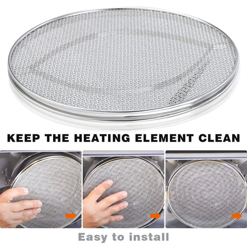Top Notch Stainless Steel Splatter Shield for 5 In 1 Indoor Grill AG300 AG301C AG302 AG400, mesh design, installation process