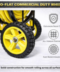 Heavy Duty Hose Reel Cart With Wheels Capacity Up To Two Hundred Fifty Feet Of Five Eighth Inch Hose close-up of tires and wheels