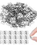 100 Pcs Mini Hinges Set With 400 Screws 10x8mm Silver Butt Hinges displayed with hand holding a hinge