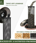 All Metal Squirrel Resistant Tube Bird Feeder with Large Tray and Weatherproof Roof 2.5 lb Capacity, holding sunflower seeds.