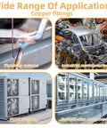 5Pcs straight copper fittings, 3/8" ID sweat fittings for HVAC; collage showing plumbing, industrial manufacturing, HVAC and refrigeration scenes