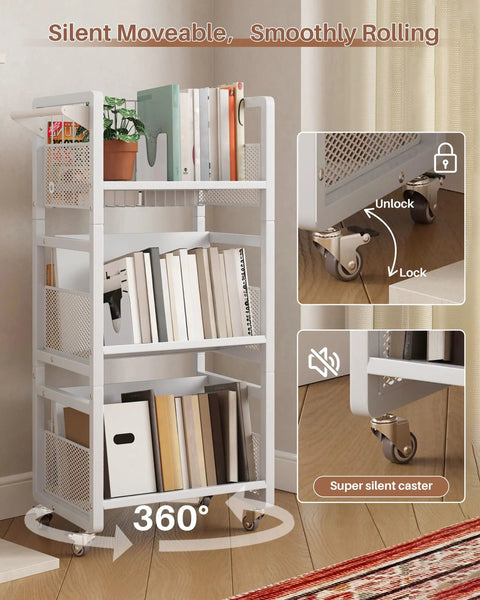 Stack It Up Heavy Duty Rolling Book Cart Built Different For Maximum Storage Features Three Spacious Shelves And Magnetic Bookends Perfect For Busy Classrooms Today