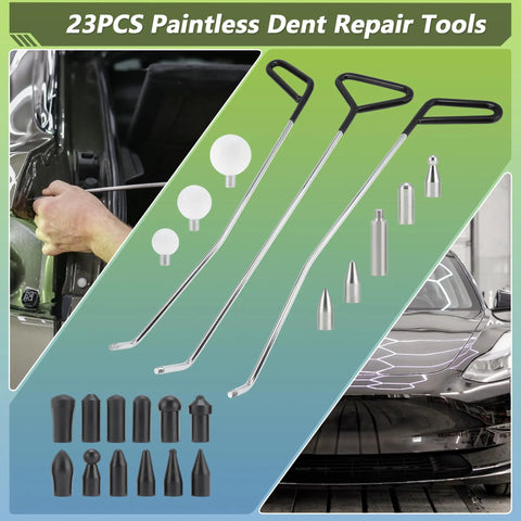 Paintless Dent Repair Kit With 23 Tools Including 3 Dent Rods And 20 Awl Heads For Car Dents Door Dings Minor Dents And Hail Damage