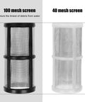 Inline Garden Hose Filter Set For Pressure Washer Inlet Water With 100 Mesh And 40 Mesh Screens, black and white filters shown