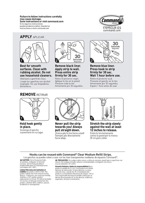 Instruction graphic for Medium Crystal Hooks Set Holds Up To 2 Lbs No Drill No Tools Required Damage Free Hanging